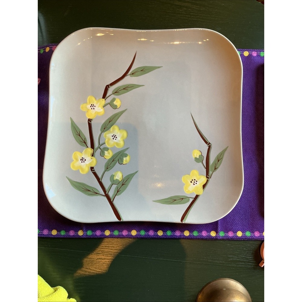 Vintage 1940s Weil‎ Ware Blossom Ceramic 12.5" Square Platter